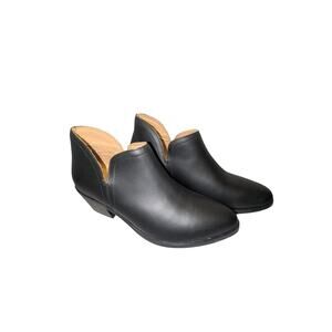 Nisolo Mia Bootie Black Leather Size 9 Pull-On Ankle Boots Block Heel EUC
